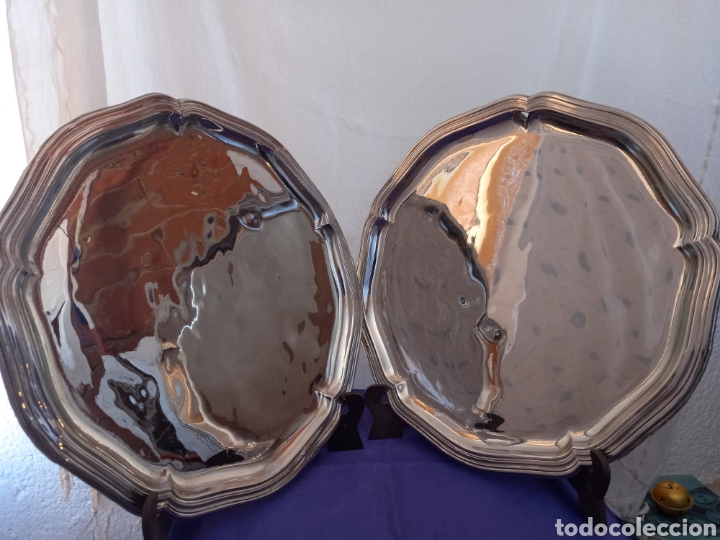 Antiquit&eacute;s: M.C. Bandeja o bajo de fuente metal plateado