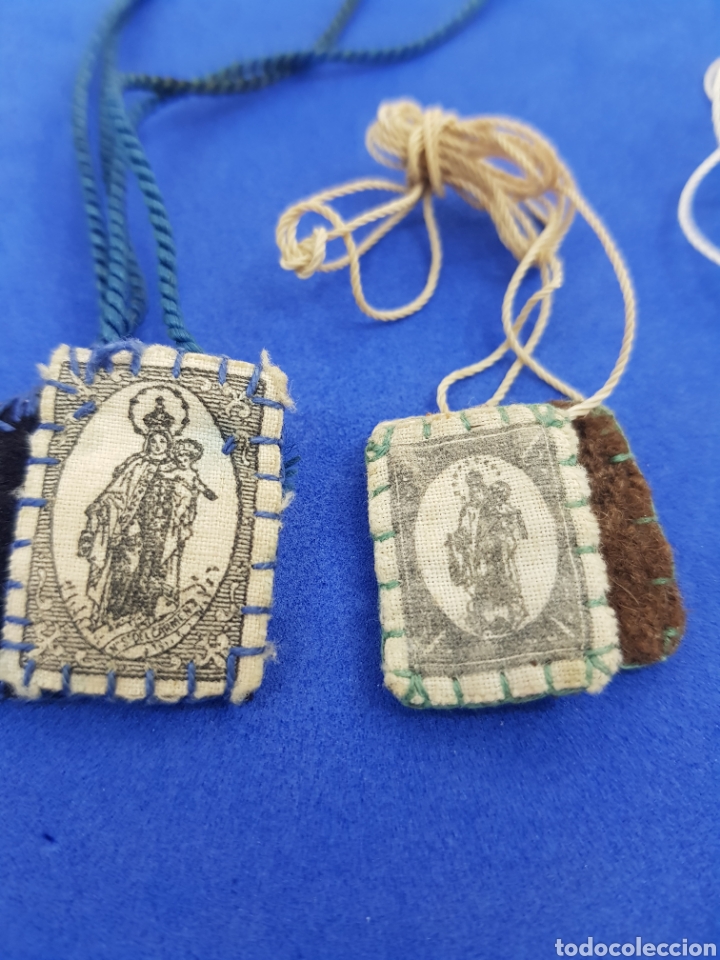 Antig&uuml;edades: Lote 5 Escapularios ,Virgen del Carmen - Foto 2