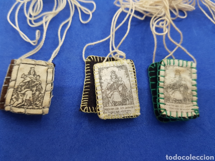 Antig&uuml;edades: Lote 5 Escapularios ,Virgen del Carmen - Foto 3