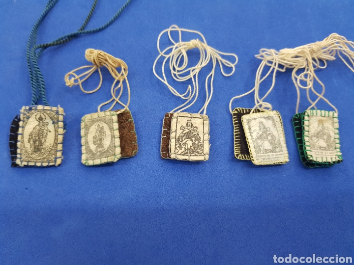 Antig&uuml;edades: Lote 5 Escapularios ,Virgen del Carmen - Foto 1