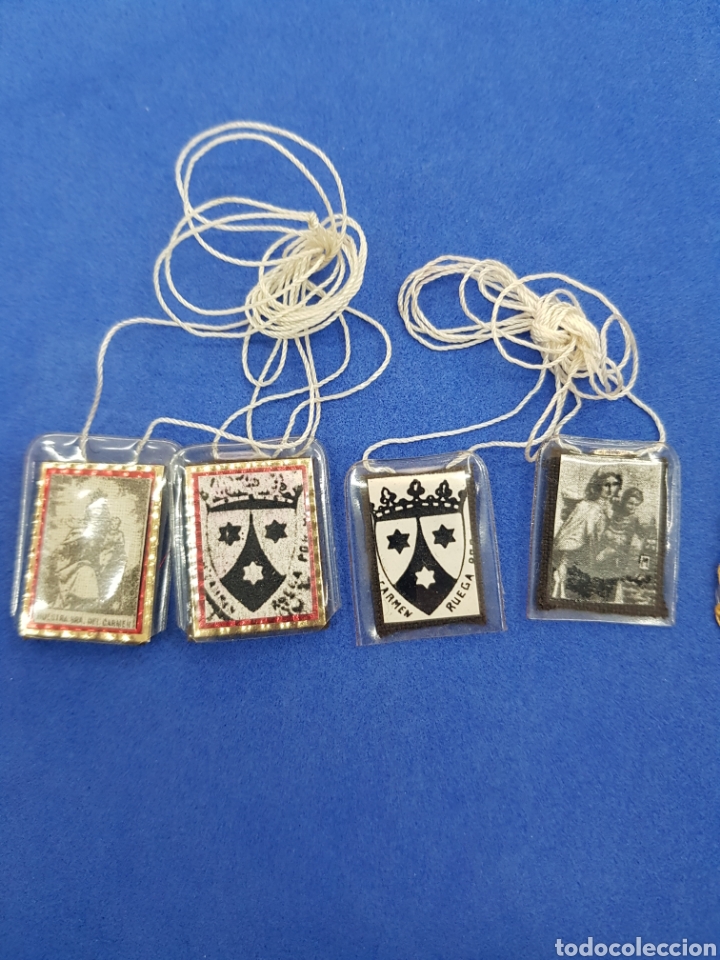 Antig&uuml;edades: Lote 4 escapularios de La Virgen del Carmen - Foto 2