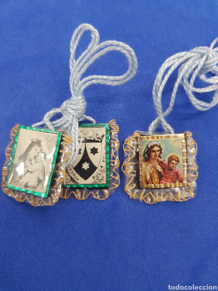 Antig&uuml;edades: Lote 4 escapularios de La Virgen del Carmen - Foto 3