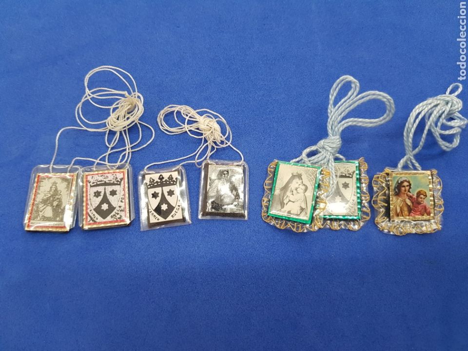 Antig&uuml;edades: Lote 4 escapularios de La Virgen del Carmen - Foto 1