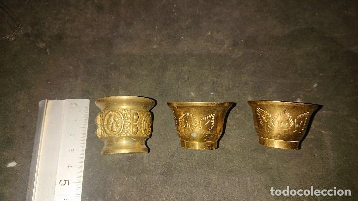 Antig&uuml;edades: LOTE DE 3 MORTEROS PEQUE&Ntilde;OS ANTIGUOS SIN PALO . LEER DESCRIPCION