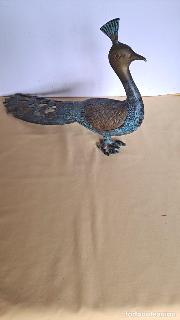 Antig&uuml;edades: FIGURA DE PAVO REAL EN BRONCE - Foto 1
