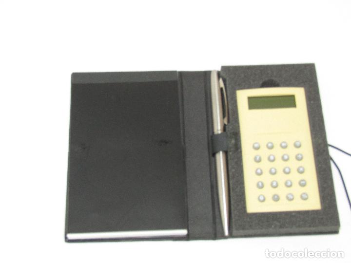 Antig&uuml;edades: ANTIGUO ESTUCHE DE NOTAS CON CALCULADORA Y BOLIGRAFO - SIN ESTRENAR