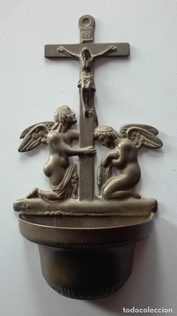 Antig&uuml;edades: BENDITERA DE BRONCE CON ANGELES - Foto 12
