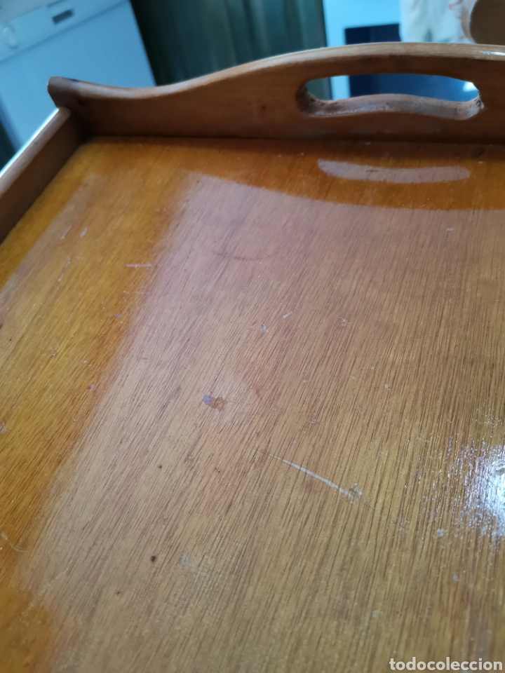Antig&uuml;edades: Bandeja de madera enmalletada - Foto 3