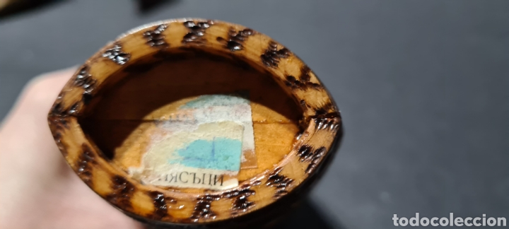 Antig&uuml;edades: Precioso peque&ntilde;o barril o cantimplora de madera. - Foto 7