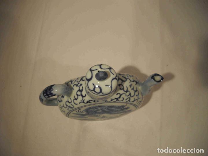 Antig&uuml;edades: TETERA CHINA DRAGONES AZULES - Foto 7