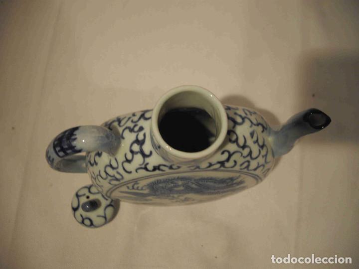 Antig&uuml;edades: TETERA CHINA DRAGONES AZULES - Foto 8