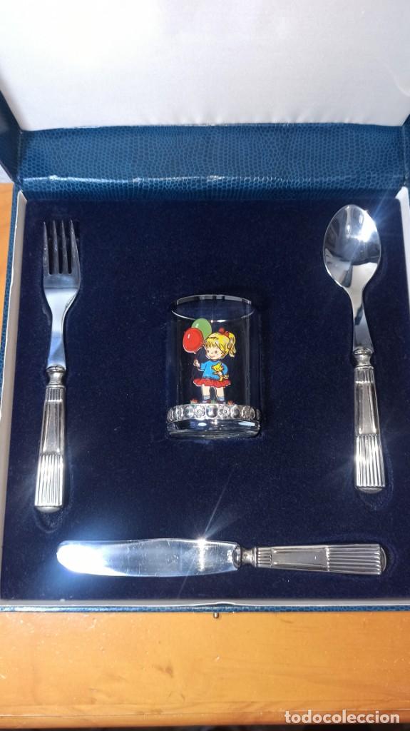 Antig&uuml;edades: CUBIERTO PLATA Y VASO CRISTAL INFANTIL. - Foto 3