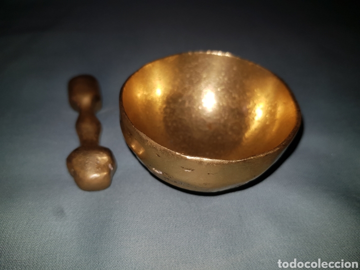Antig&uuml;edades: Antigua Almirez con maza de bronce - Foto 2