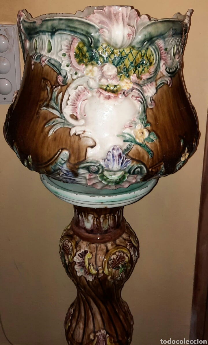 Antig&uuml;edades: Jarron Ceramica, con pedestal - Foto 2