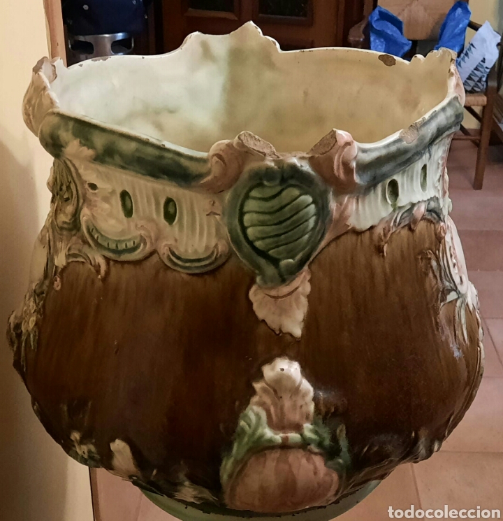 Antig&uuml;edades: Jarron Ceramica, con pedestal - Foto 3
