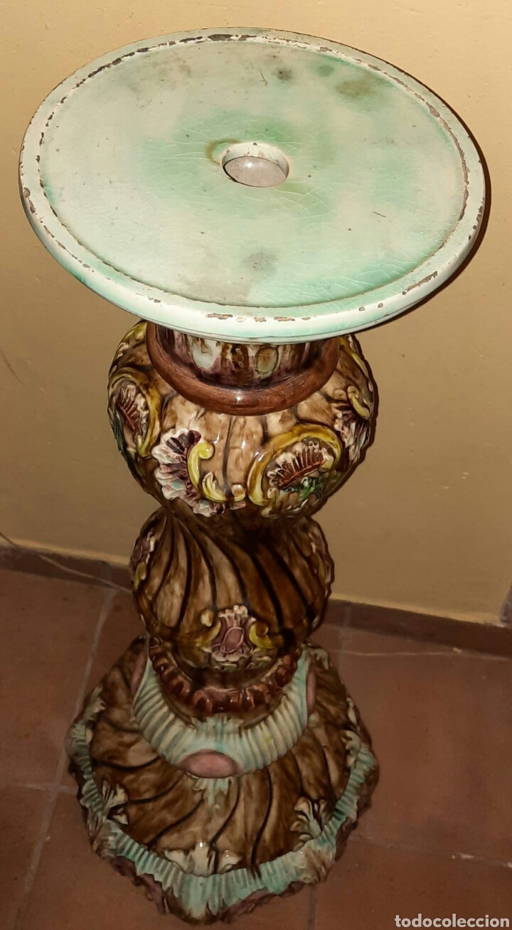 Antig&uuml;edades: Jarron Ceramica, con pedestal - Foto 4