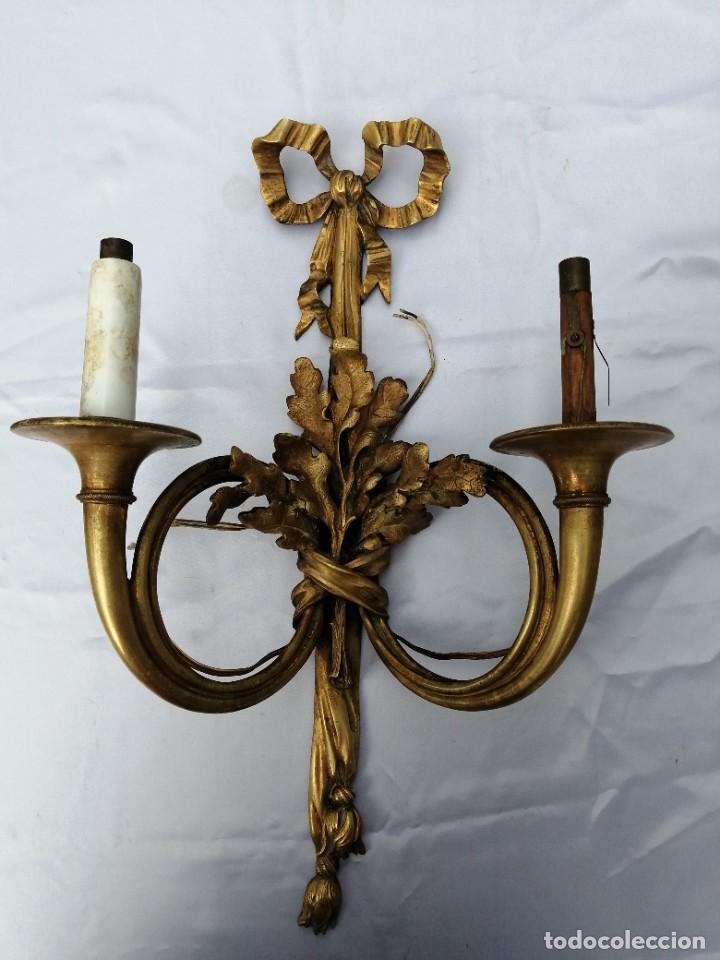 Antig&uuml;edades: Antiguo aplique Imperio bronce dorado - Foto 3