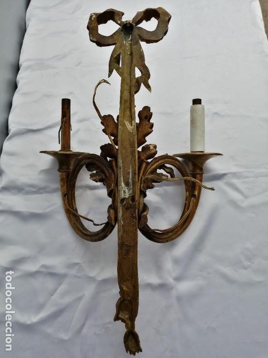 Antig&uuml;edades: Antiguo aplique Imperio bronce dorado - Foto 5