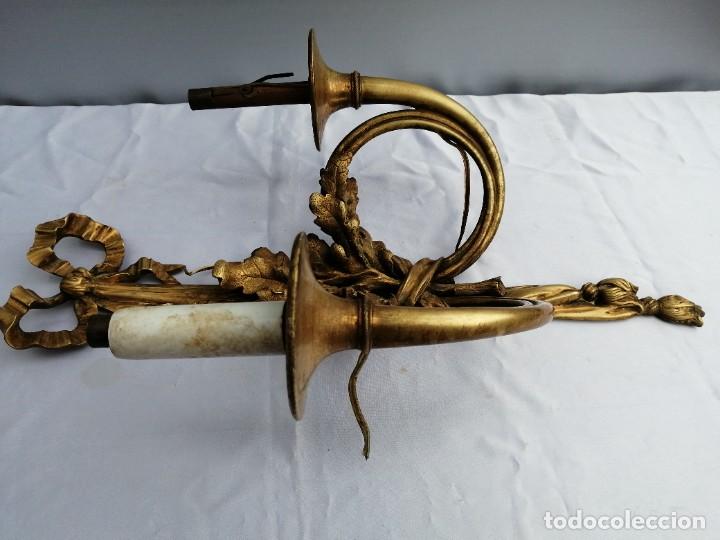 Antig&uuml;edades: Antiguo aplique Imperio bronce dorado - Foto 8