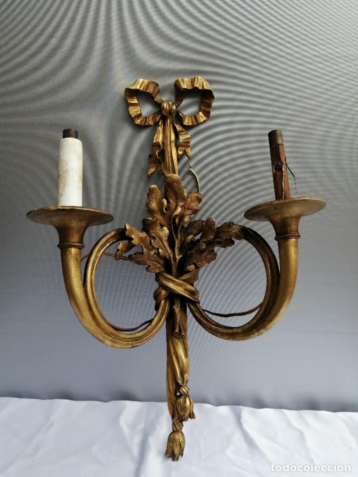 Antig&uuml;edades: Antiguo aplique Imperio bronce dorado - Foto 10