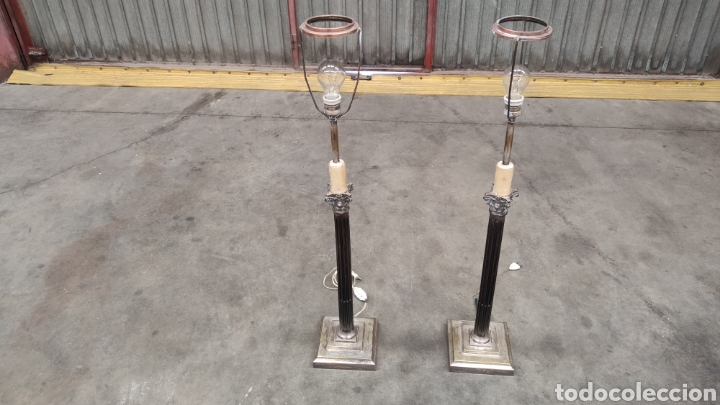 Antig&uuml;edades: JUEGO DE 2 L&Aacute;MPARAS DE PIE CON PANTALLA - Foto 5