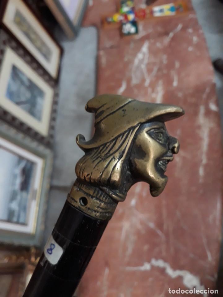Antig&uuml;edades: BASTON MADERA NOGAL CON CABEZA BRONCE - Foto 4