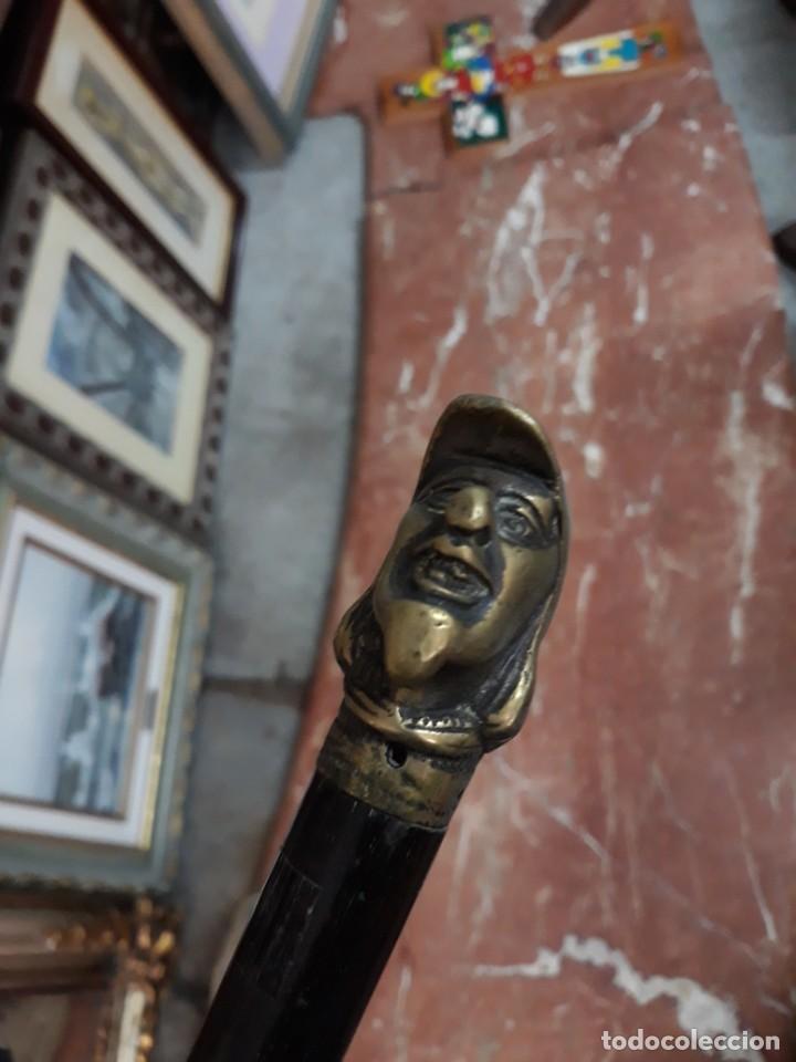 Antig&uuml;edades: BASTON MADERA NOGAL CON CABEZA BRONCE - Foto 5
