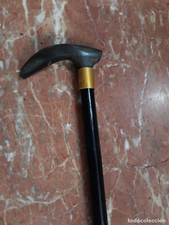 Antig&uuml;edades: BASTON MADERA EBONIZADA EMPU&Ntilde;ADURA ASTA - Foto 2