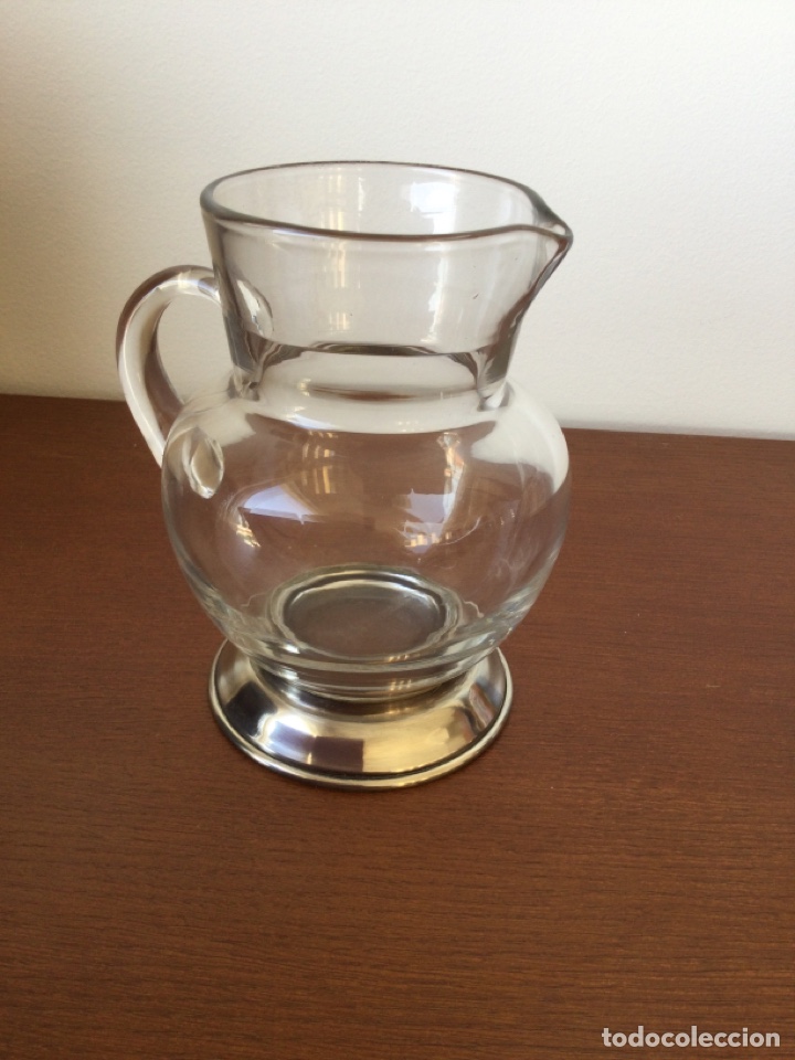 Antig&uuml;edades: Jarra de cristal con base plateada - Foto 2