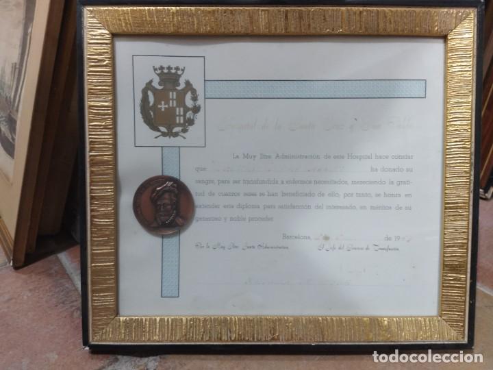 Antiquit&eacute;s: Diploma donaci&oacute;n de sangre, 1969 - Hospital de la Santa Cruz y San Pablo