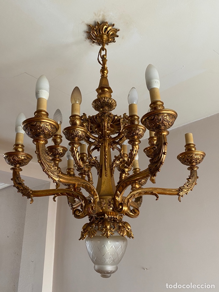 Antig&uuml;edades: GRAN L&Aacute;MPARA DE BRONCE - Foto 2