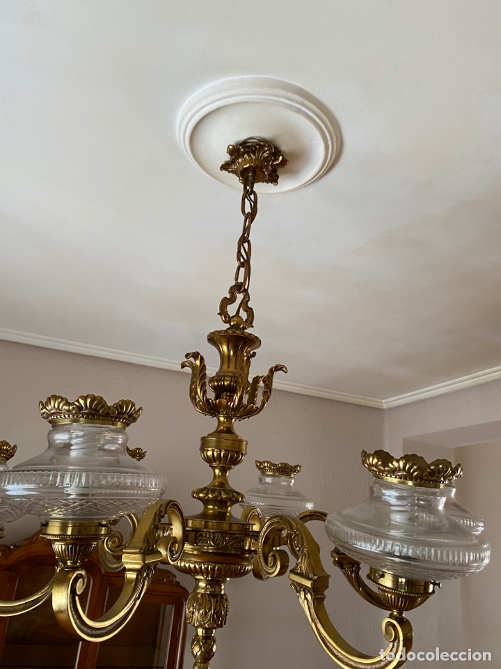 Antig&uuml;edades: GRAN L&Aacute;MPARA DE BRONCE - Foto 7