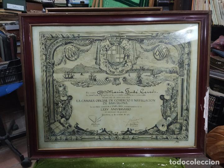 Antiquit&eacute;s: Diploma de la C&aacute;mara Oficial de Comercio y Navegaci&oacute;n de Barcelona a D&ordf; Maria Fust&eacute; Cerc&oacute;s, 1961