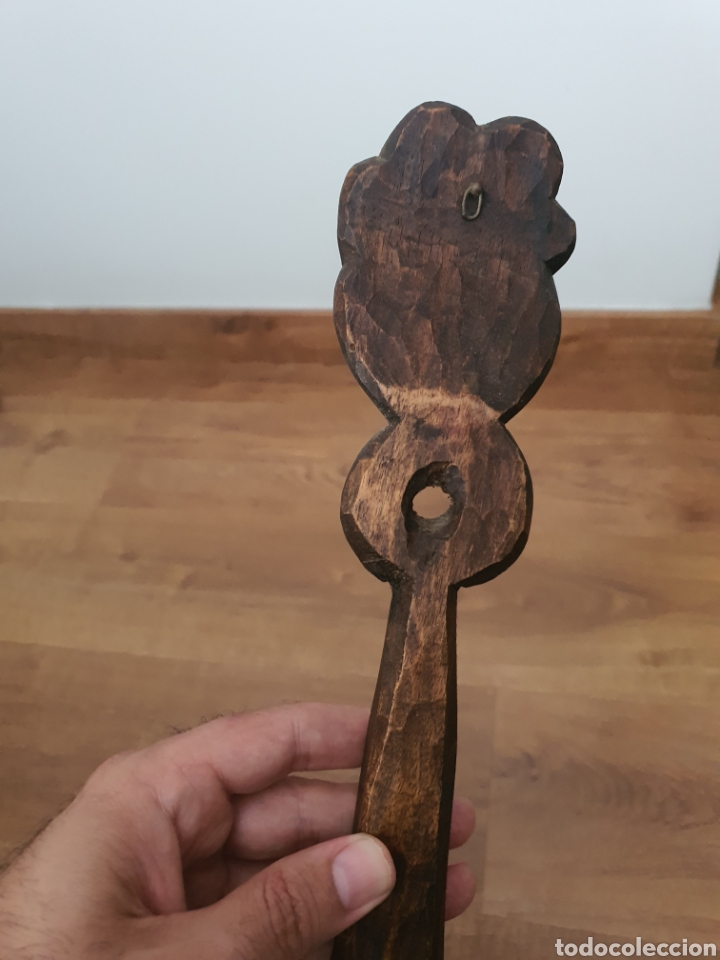 Antig&uuml;edades: antiguo portavelas de madera talladas . - Foto 7