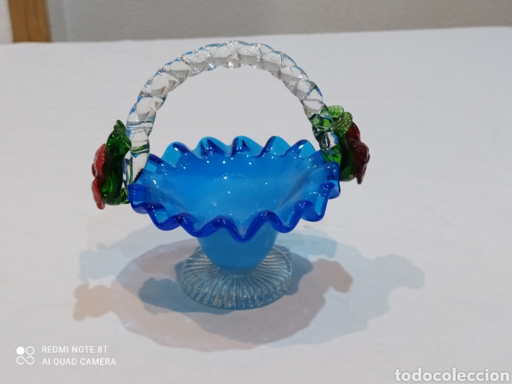 Antigüedades: Antigua cesta de cristal de Murano - Foto 4 - 252327830