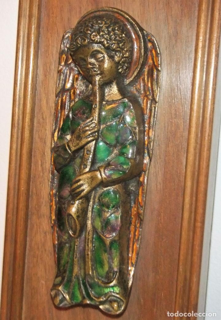 Antig&uuml;edades: CUADRO CON FIGURA DE &Aacute;NGEL ESMALTADA - Foto 2