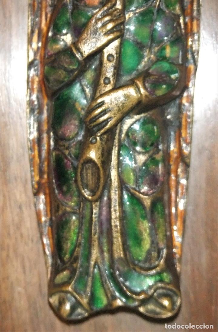 Antig&uuml;edades: CUADRO CON FIGURA DE &Aacute;NGEL ESMALTADA - Foto 4