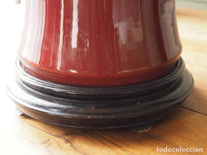 Antiques: Lampara China en Porcelana Sang-de-boeuf Rojo profundo Siglo XIX Jingdezhen