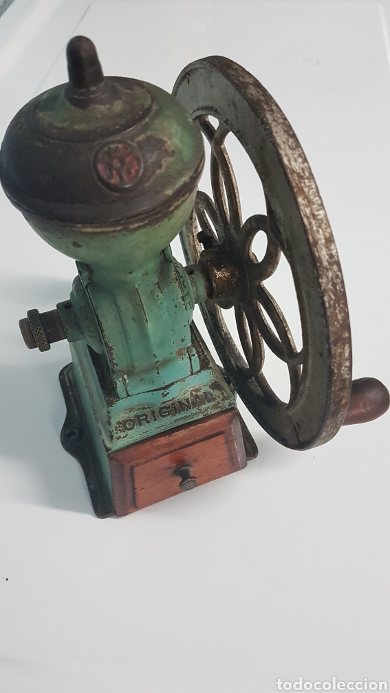 Oggetti Antichi: MOLINILLO DE CAFE ESPA&Ntilde;OL MJF 1920 HIERRO FUNDIDO Y MADERA