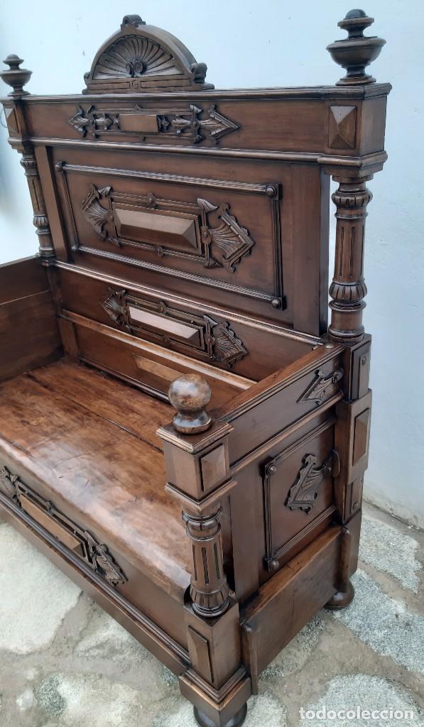 Antig&uuml;edades: Banco de madera noble - Foto 5