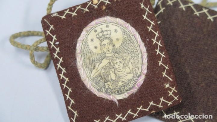 Antig&uuml;edades: ESCAPULARIO VIRGEN DEL CARMEN. SIGLO XIX - Foto 2