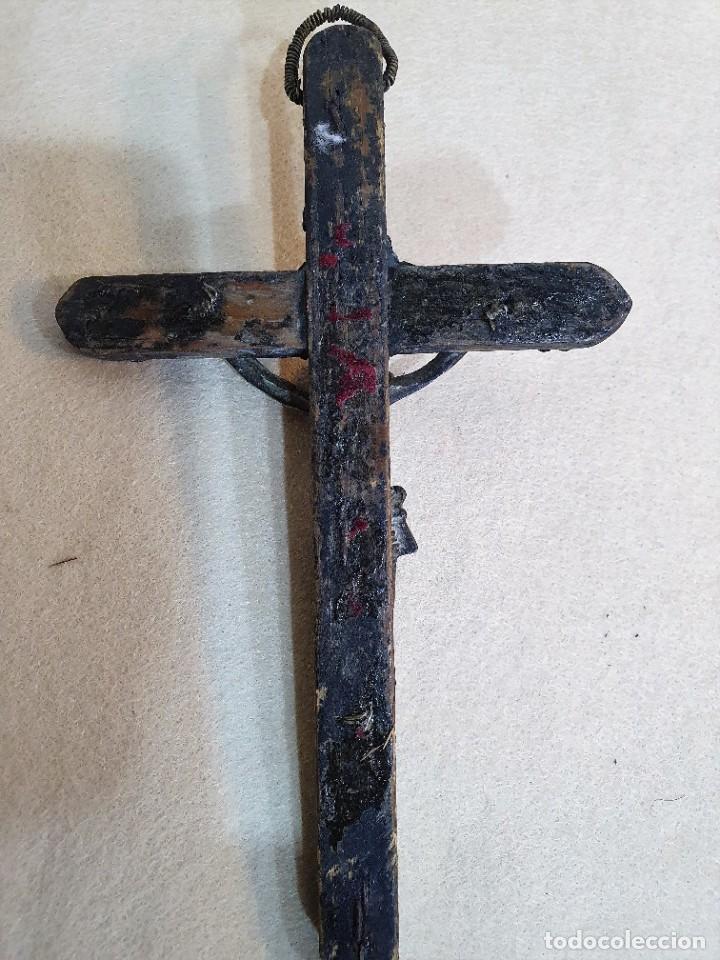 Antig&uuml;edades: -ANTIGUO CRUCIFIJO MADERA Y BRONCE - Foto 3