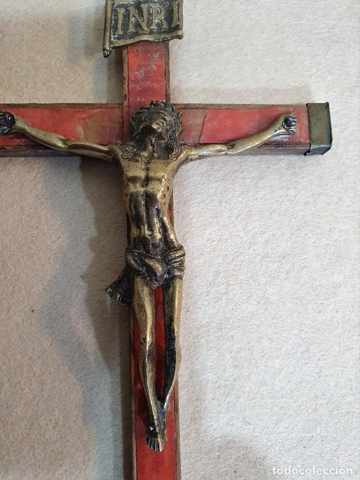Antig&uuml;edades: -ANTIGUO CRUCIFIJO MADERA Y BRONCE - Foto 2