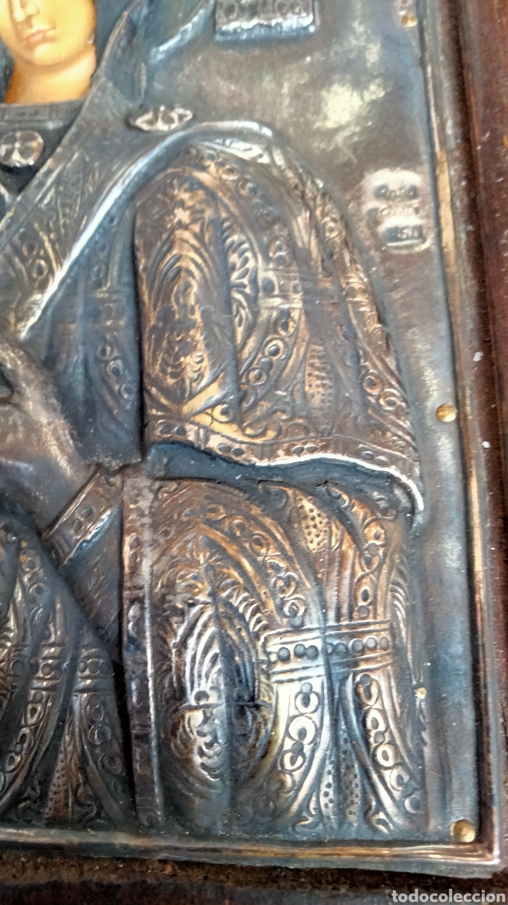 Antig&uuml;edades: ANTIGUO ICONO VIRGEN PLATEADA - Foto 8