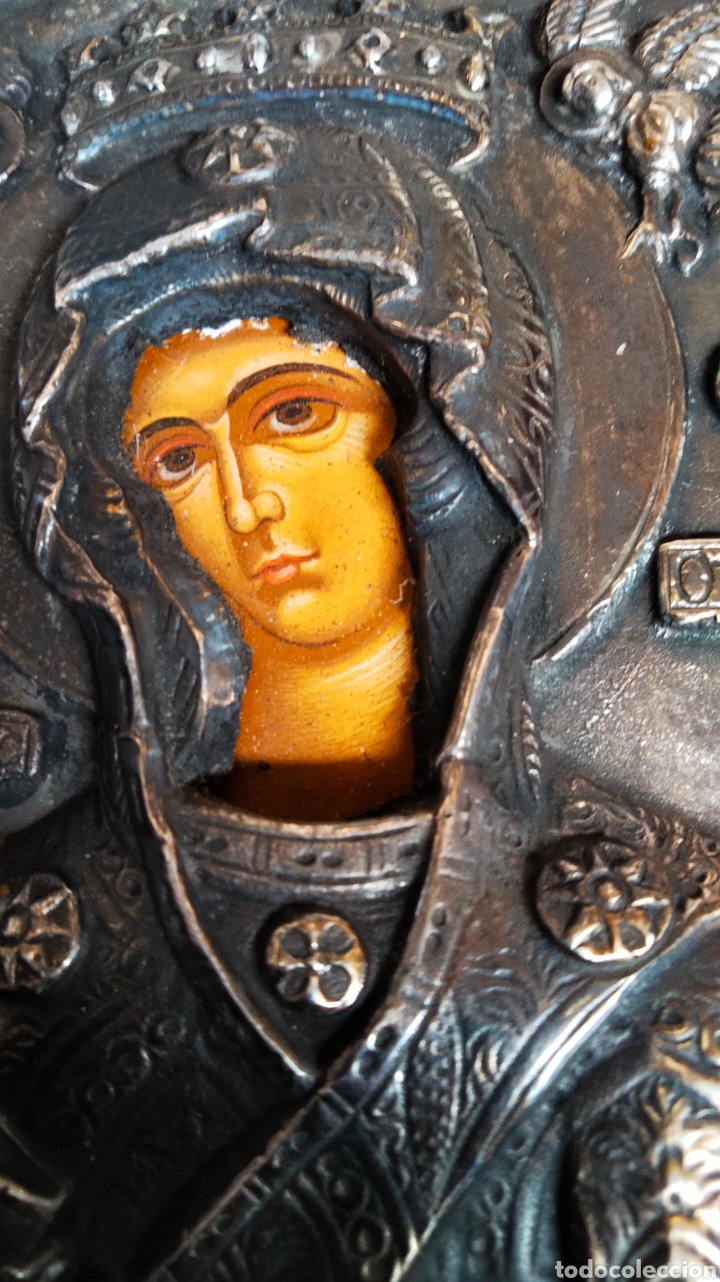 Antig&uuml;edades: ANTIGUO ICONO VIRGEN PLATEADA - Foto 4