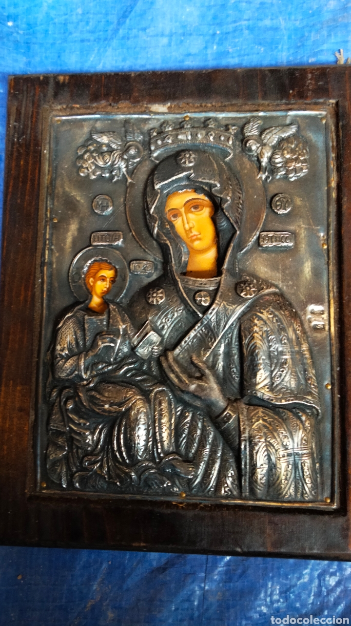 Antig&uuml;edades: ANTIGUO ICONO VIRGEN PLATEADA - Foto 2