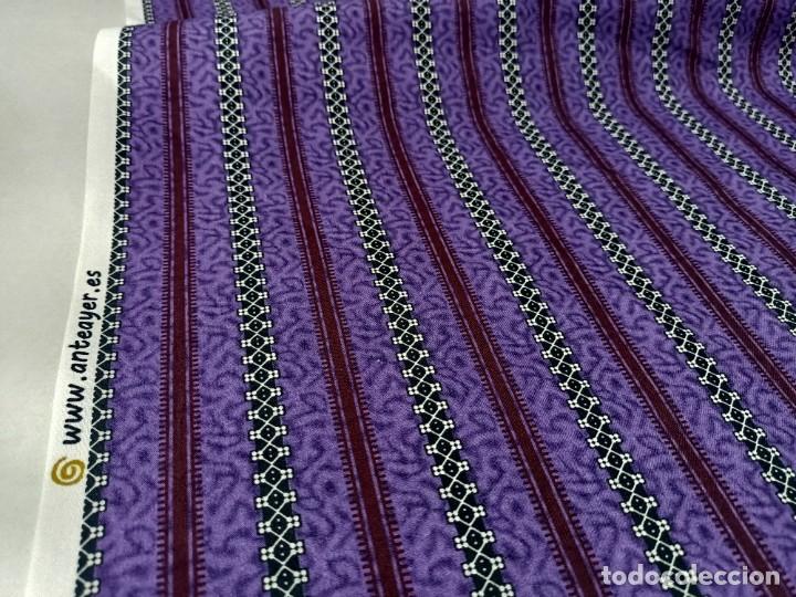 Antig&uuml;edades: Tejido de percal en tonos lilas - Foto 5