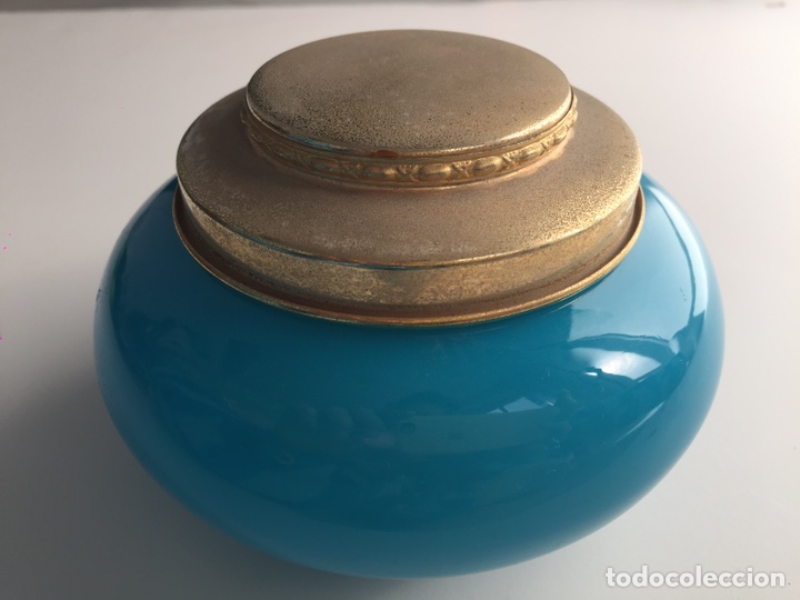 Antig&uuml;edades: Joyero opalina azul a&ntilde;os 60