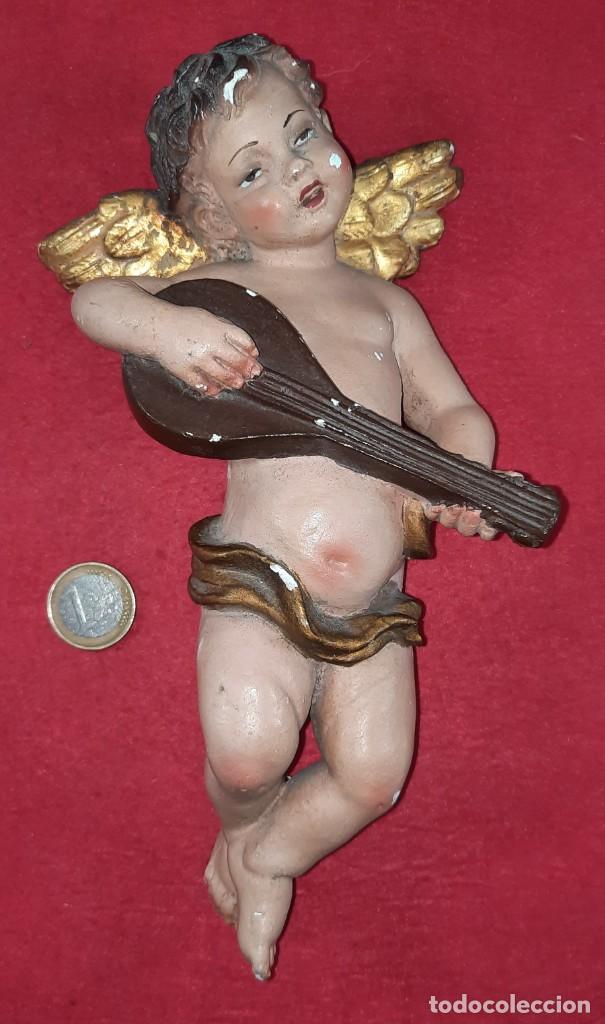 Oggetti Antichi: ANGEL DE ESCAYOLA POLIGROMADO PARA COLGAR