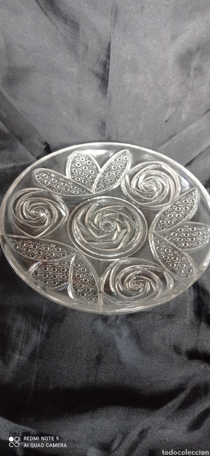 Antig&uuml;edades: Antiguo plato o bandeja cristal grueso